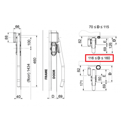 Zewnętrzna dźwignia do drzwi przesuwnych chłodniczych Fermod 8730 (115/160mm)