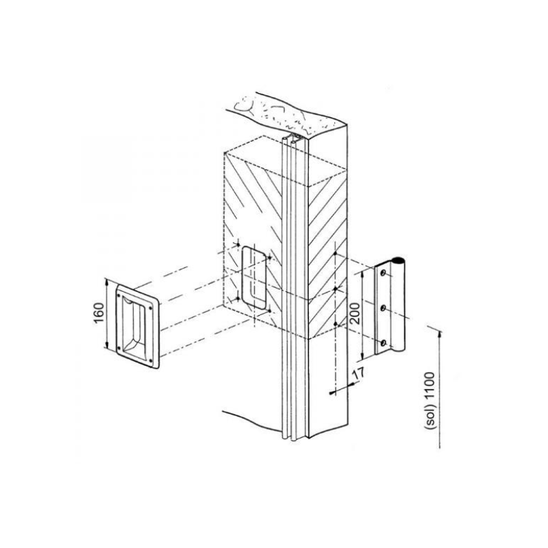 Wewnętrzny uchwyt do drzwi przesuwnych Fermod 2320
