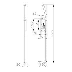 Wewnętrzna lewa dźwignia do drzwi przesuwnych MTH