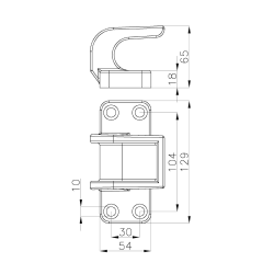 Dolny hak zamykający do drzwi przesuwnych MTH