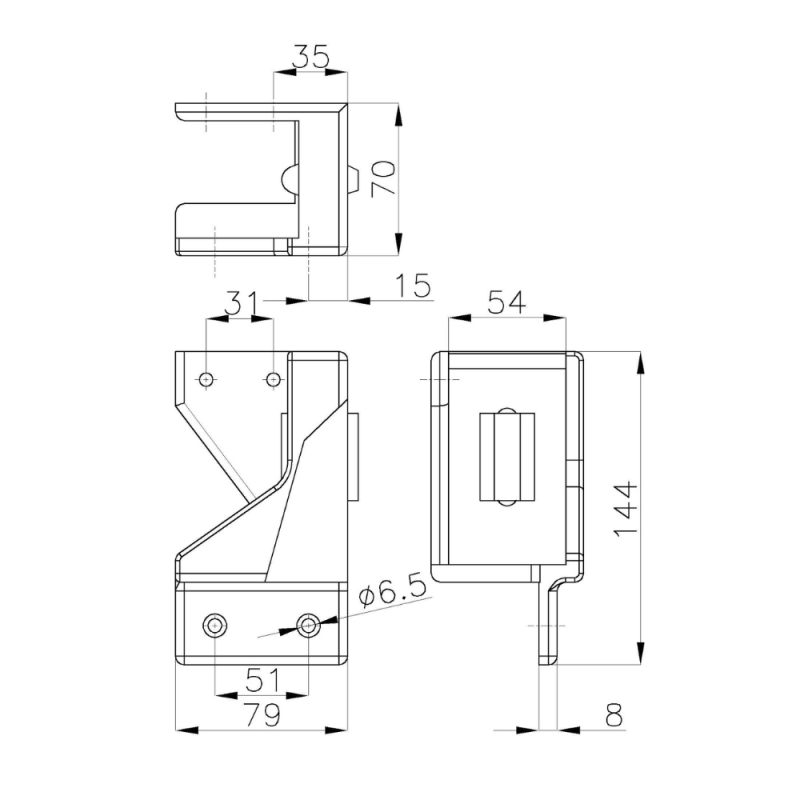 Prawy odbój szyny drzwi przesuwnych MTH