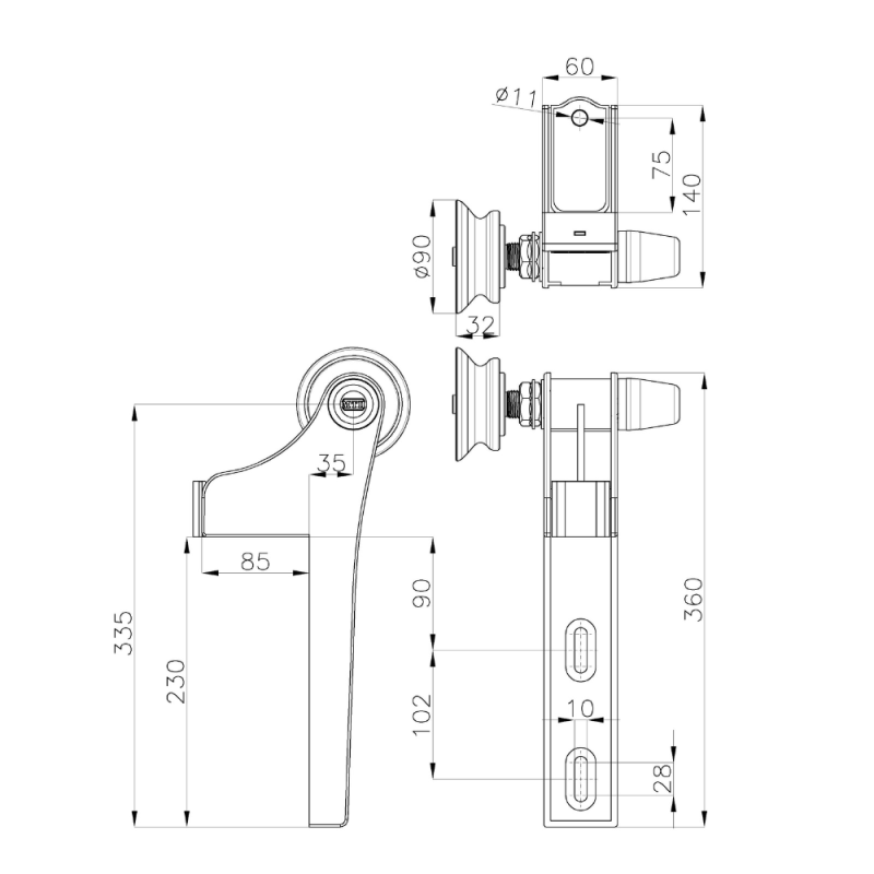 Kompletna rolka MTH do drzwi przesuwnych - PRAWA