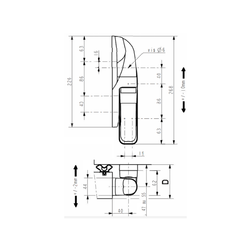 Zawias do drzwi chłodniczych Fermod 1573-47HP