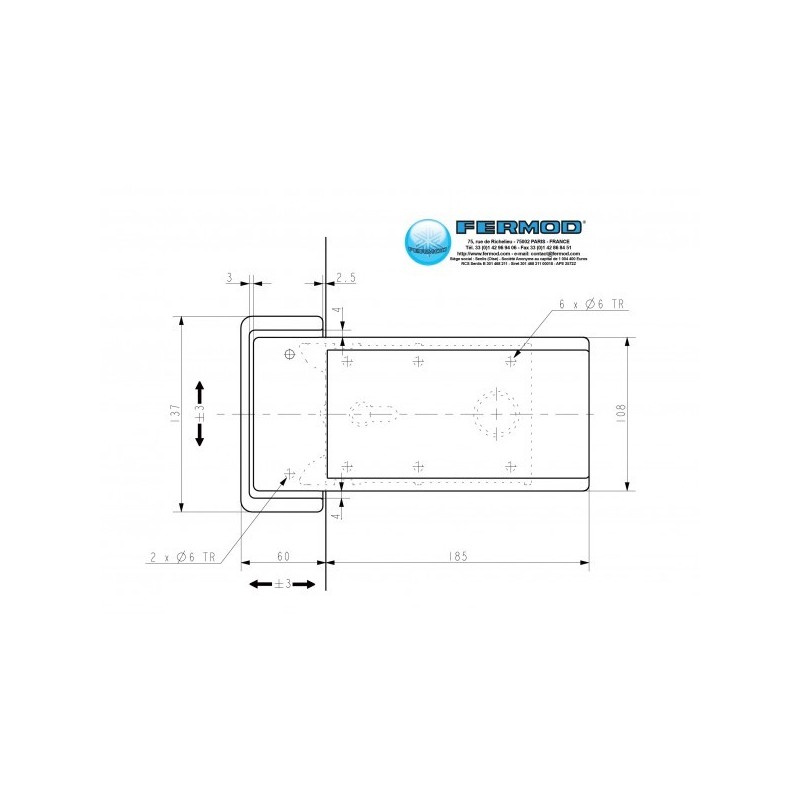 Zamek do drzwi chłodniczych Fermod 921 na zakres 52-72mm