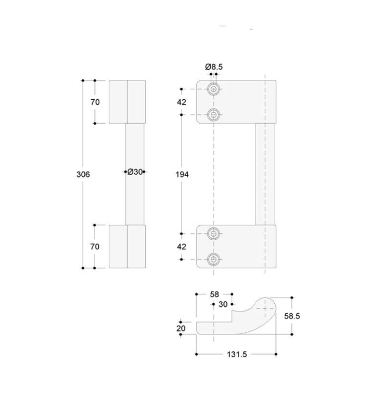 Zewnętrzny uchwyt do drzwi przesuwnych Intertecnica PLUS EL