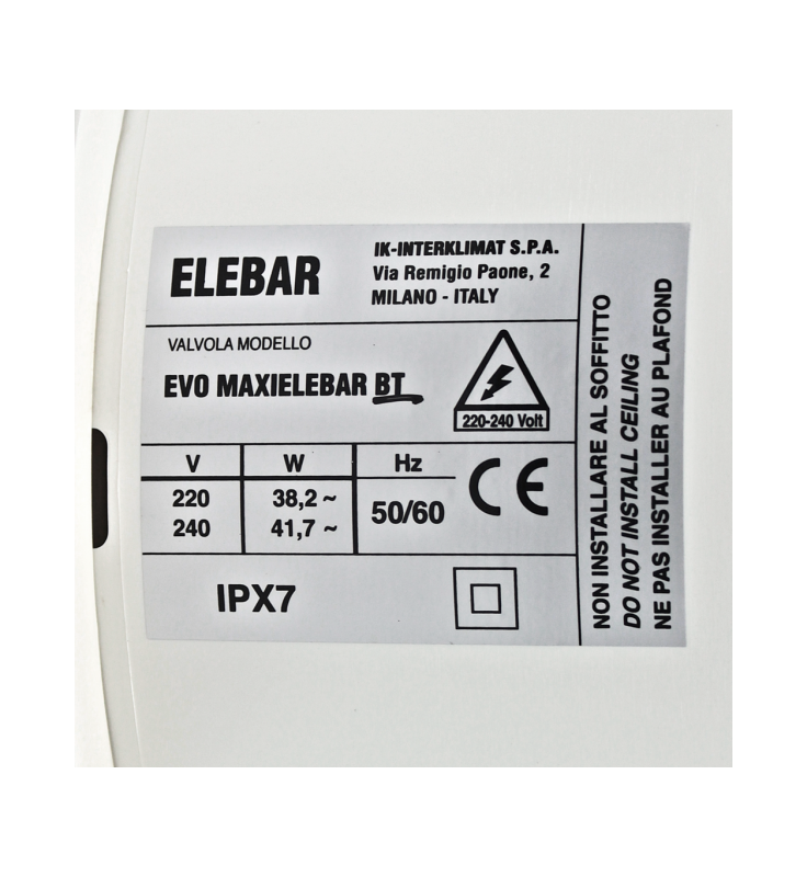Zawór dekompresyjny – dyfuzor EVO-MAXIELEBAR BT (ścienny, mroźnia do -40°C, duża kubatura komory)