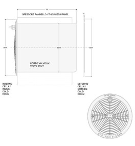 Zawór dekompresyjny – dyfuzor EVO-MAXIELEBAR BT (ścienny, mroźnia do -40°C, duża kubatura komory)
