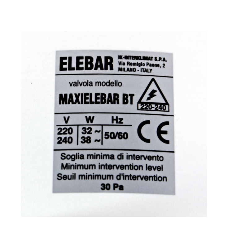 Zawór Dekompresyjny – Dyfuzor MAXIELEBAR BT (Ścienny, Mroźnia Do -30°C, Duża Kubatura Komory)