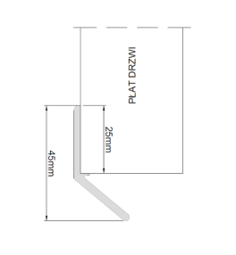Prowadnica dolna do drzwi przesuwnych – średnia