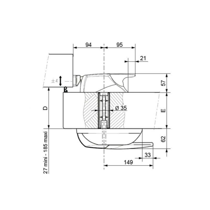 Zamek do drzwi chłodniczych Fermod 431 na zakres 67-115mm