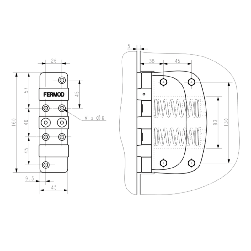 Zawias do drzwi wahadłowych Fermod 4521